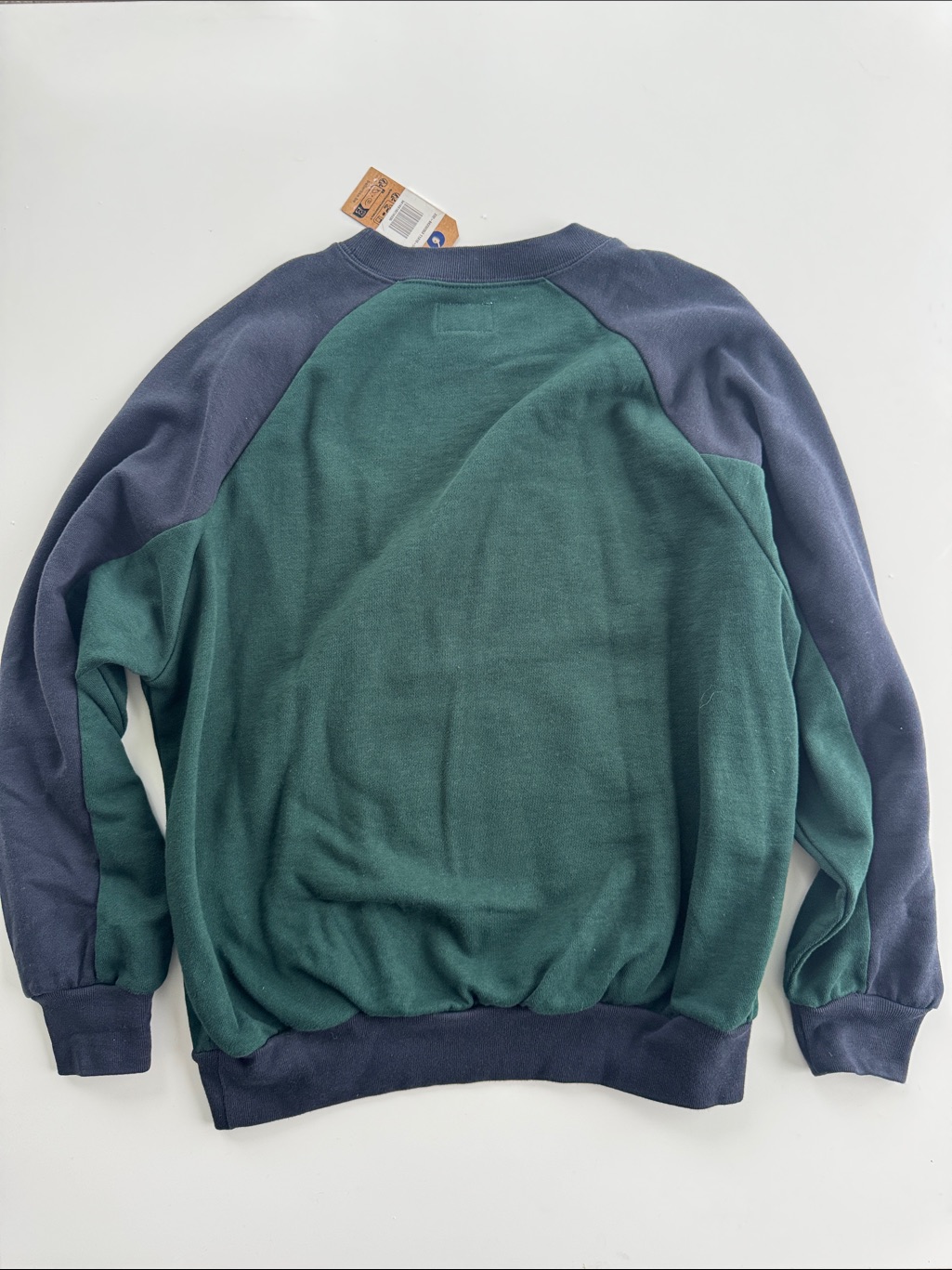 Bellerose Boys “Fortino” Colorblock Crewneck Sweatshirt, Front Pocket, Size 12 N — image 2 of 7